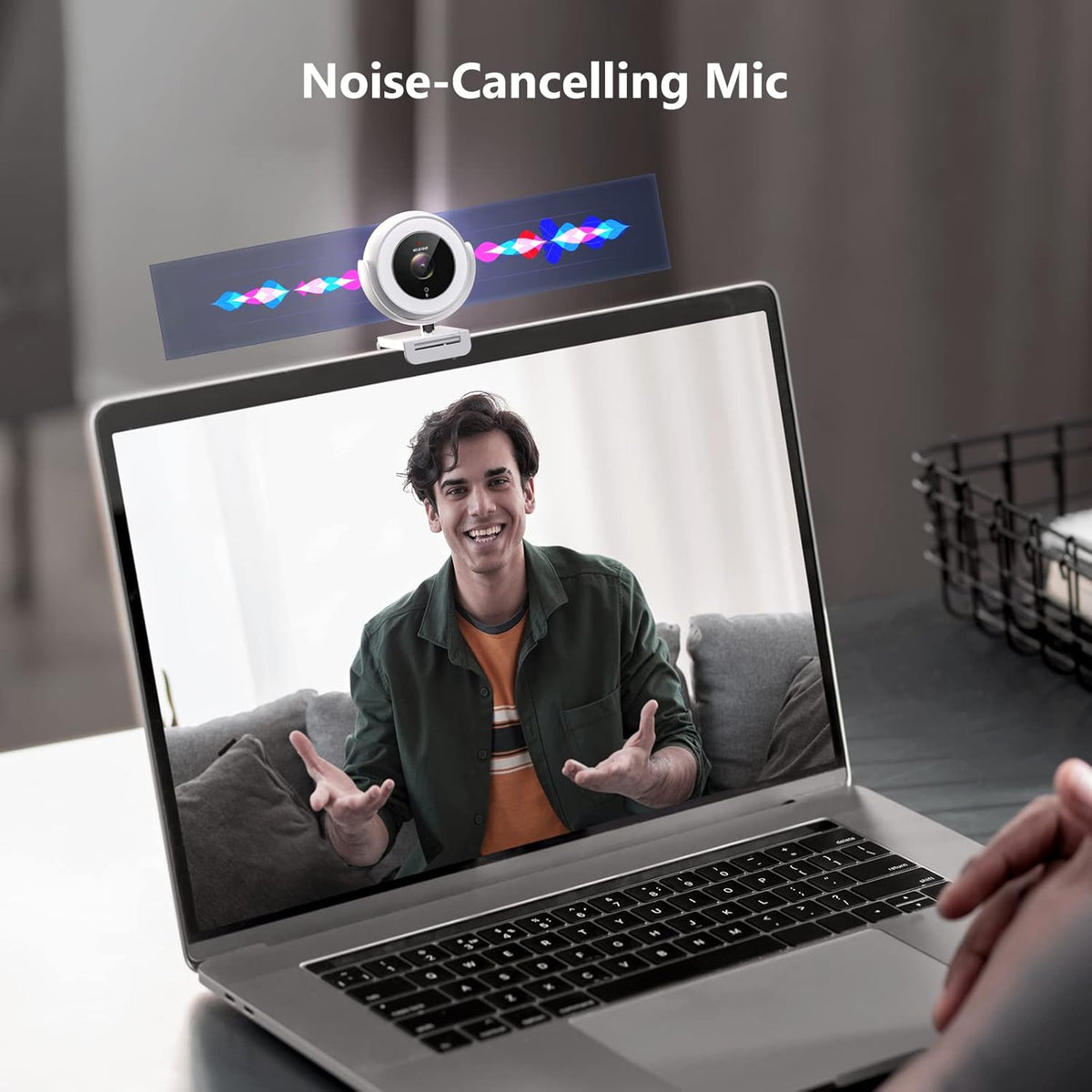 1080P Zoomable Webcam with Remote Control, Privacy Cover, White F62376