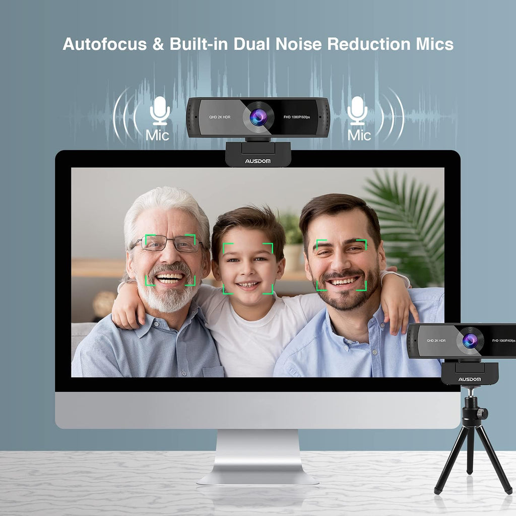 2K QHD AutoFocus Webcam with HDR Dual Noise Cancelling Microphones E2427