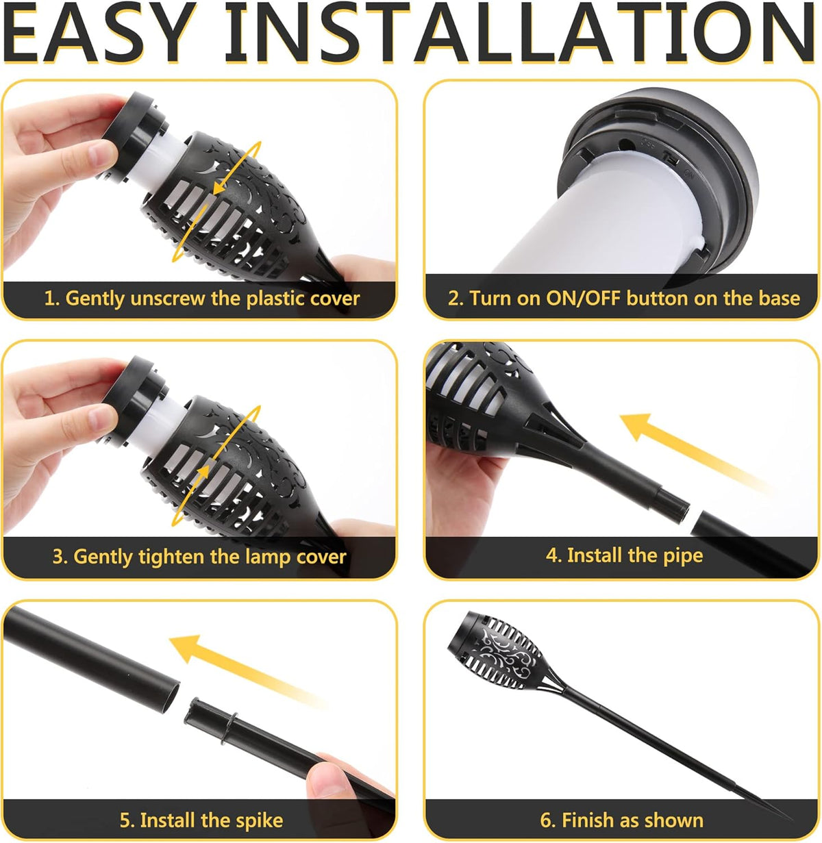 12 Pack Waterproof Solar Flame Lights V84962