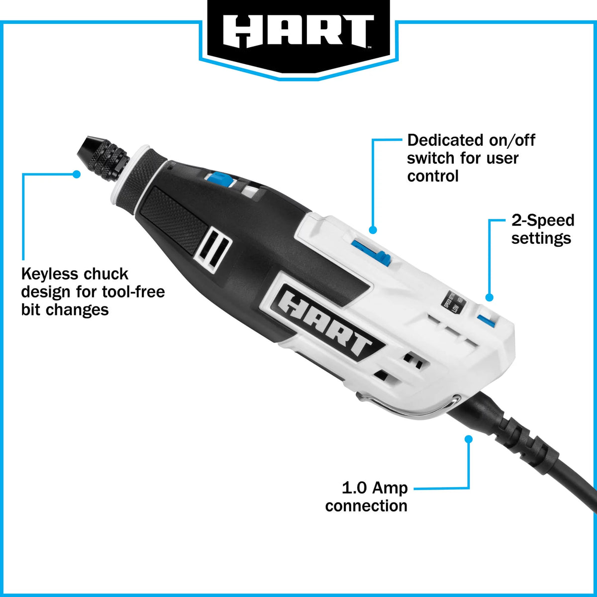 1 Amp 2-Speed Rotary Tool Kit with 10 Accessories Q13009