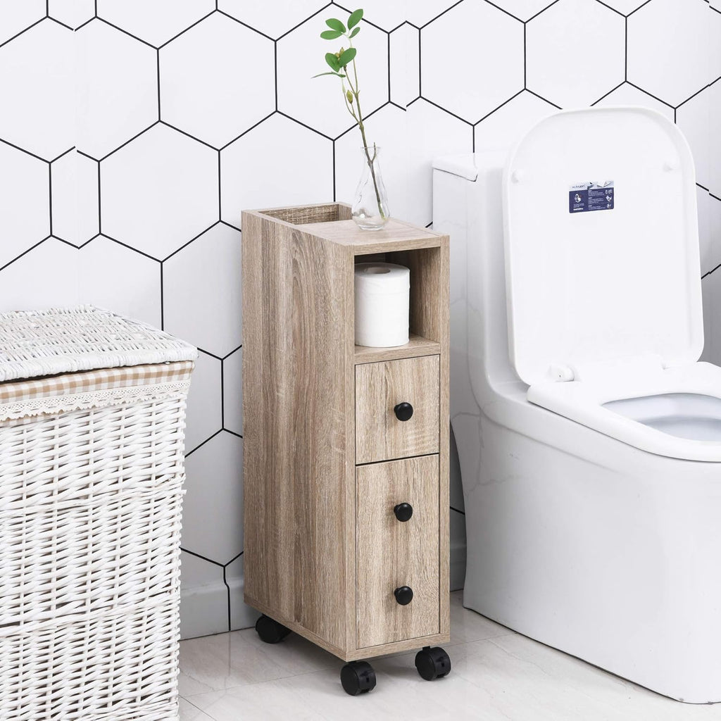 Freestanding Bathroom Cabinet with 4 Rolling Wheels K87452