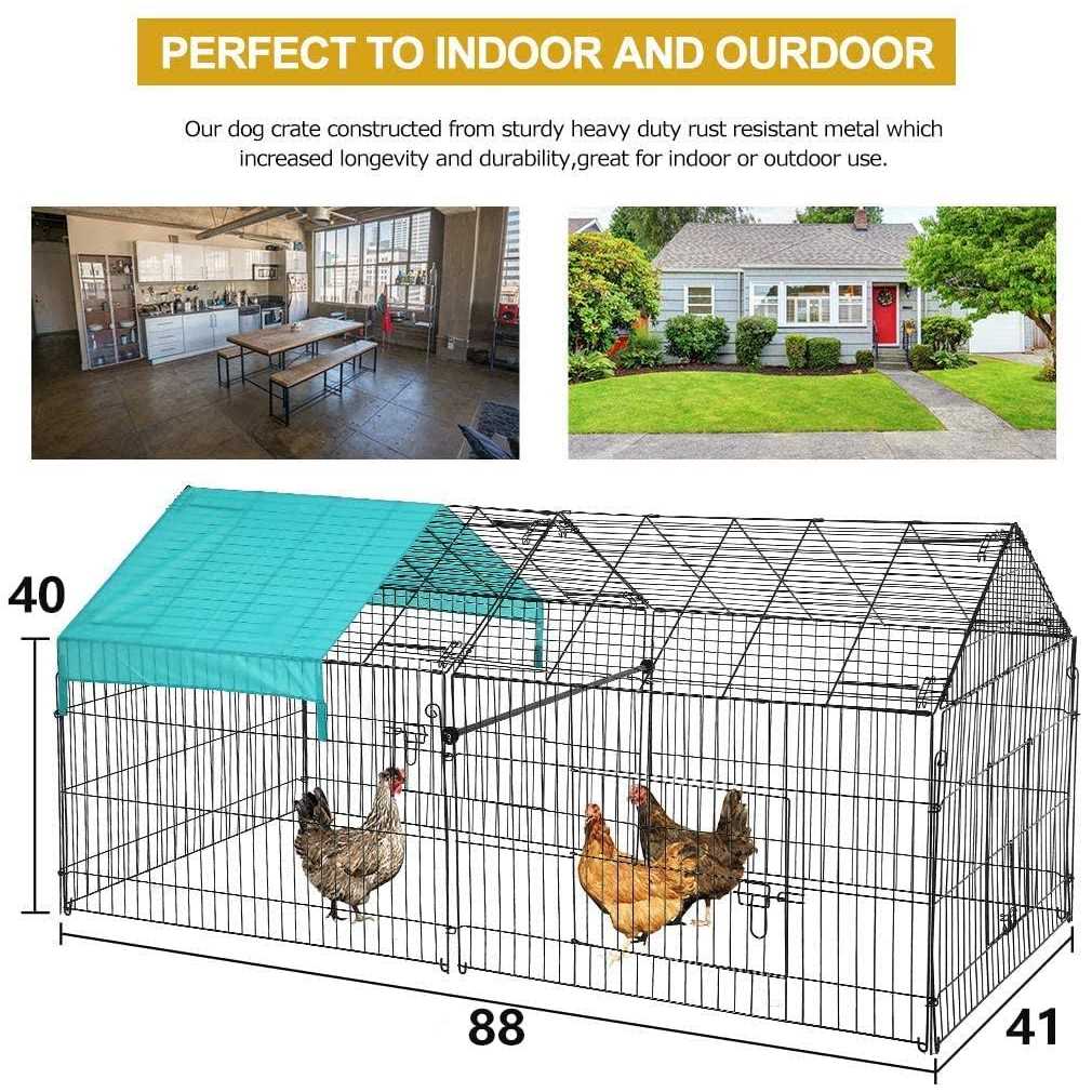 Large Metal Chicken Coop with Door & Cover N767823