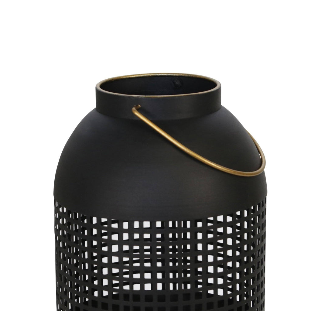 13 Inches Caged Metal Frame Lantern with Handle J724553