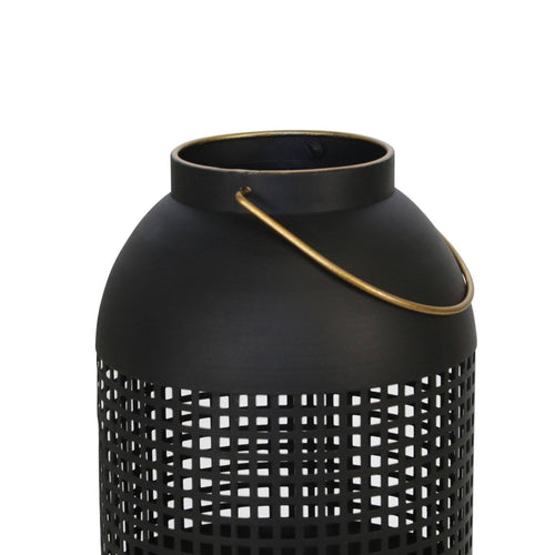 13 Inches Caged Metal Frame Lantern with Handle J724553