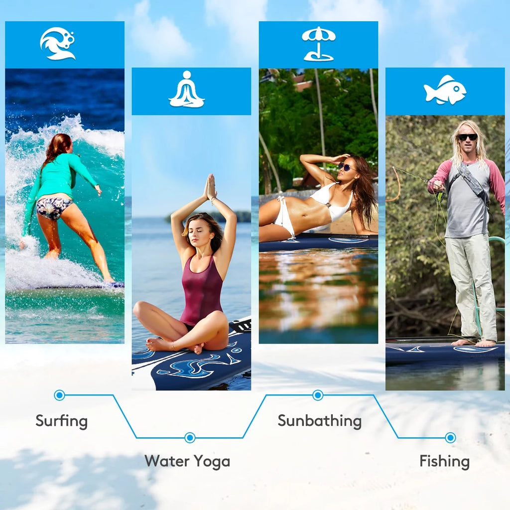 Inflatable Surfboard with Safety Leash White R1001