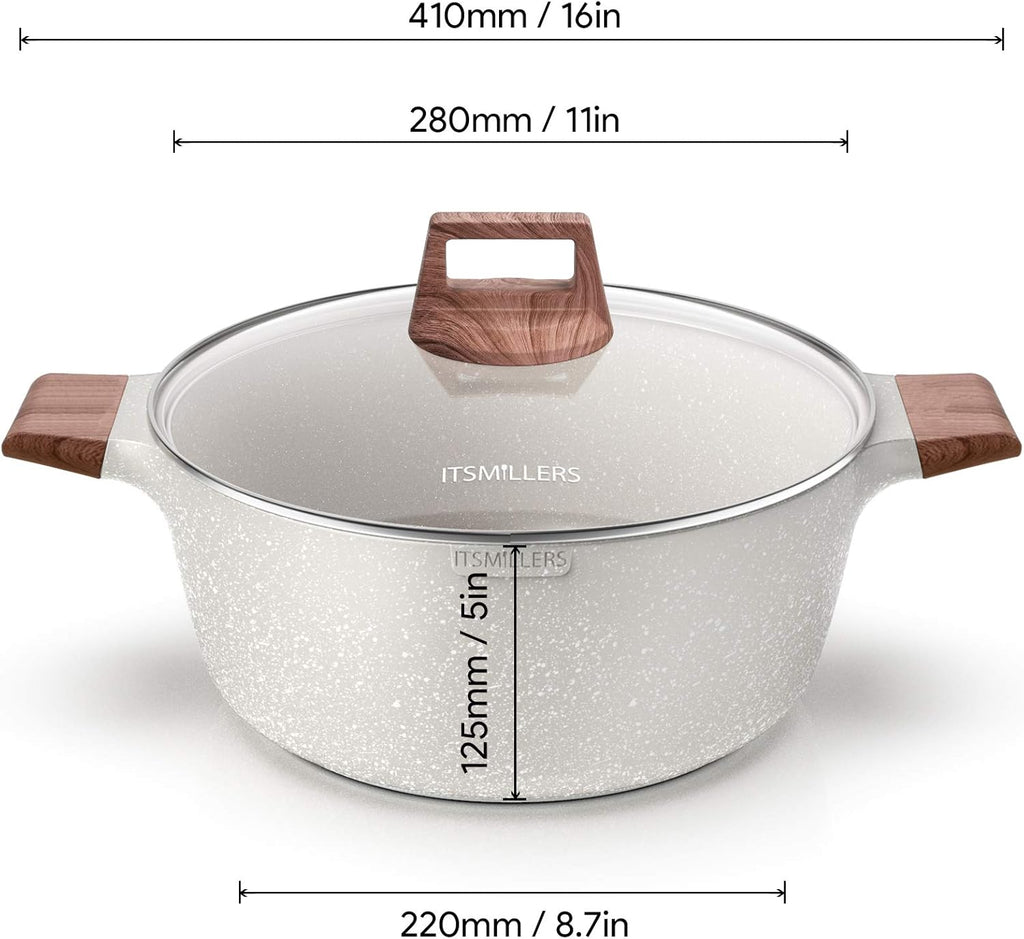 6Qt Nonstick Die Casting Aluminum Ceramic Stock Pot with Lid X432