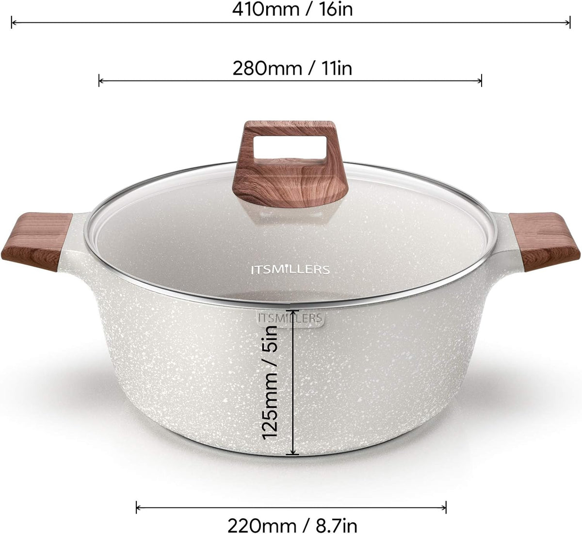 6Qt Nonstick Die Casting Aluminum Ceramic Stock Pot with Lid X432