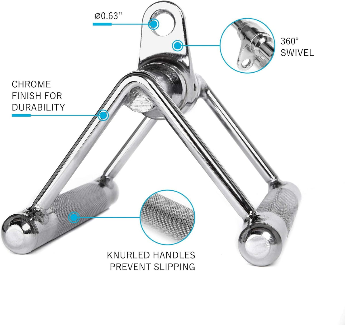 Cable Machine Attachment Set with Tricep Rope, Handles and V Row Handle A8902