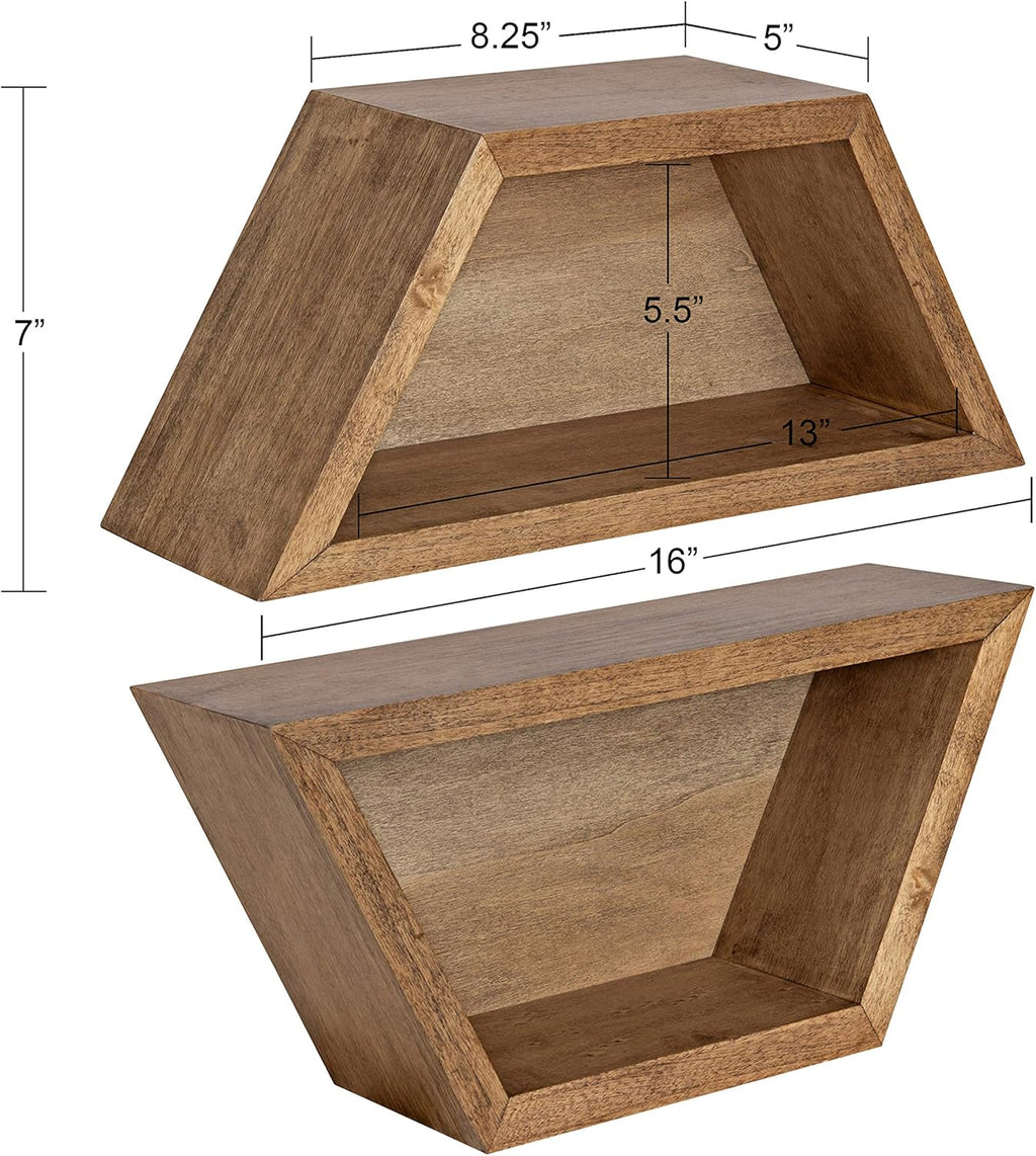 White Set of 2 Geometric Wood Shelves K723