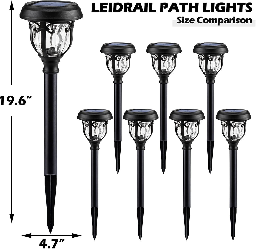 8 Pack 2 Modes Metal Glass Waterproof Solar Pathway Lights J139222
