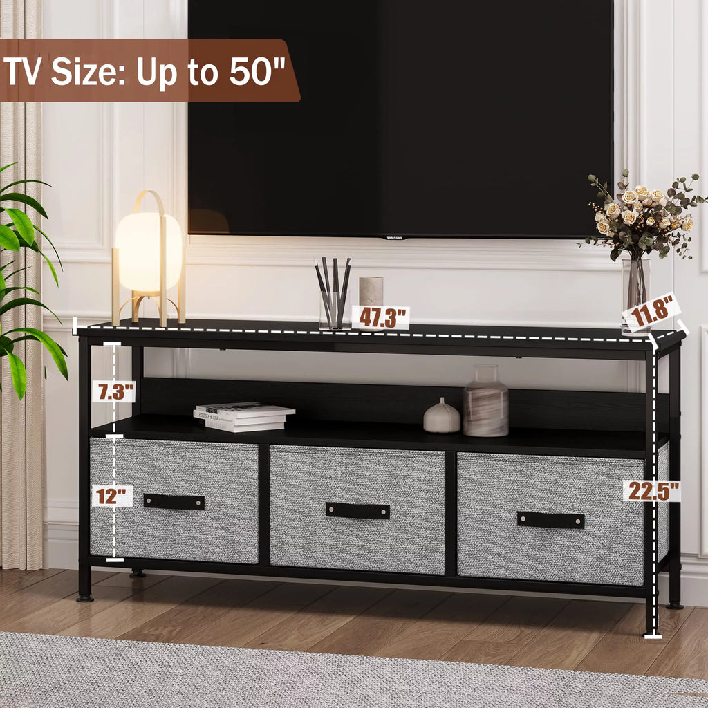 Grey Dresser TV Stand with Drawers and Shelves L25324