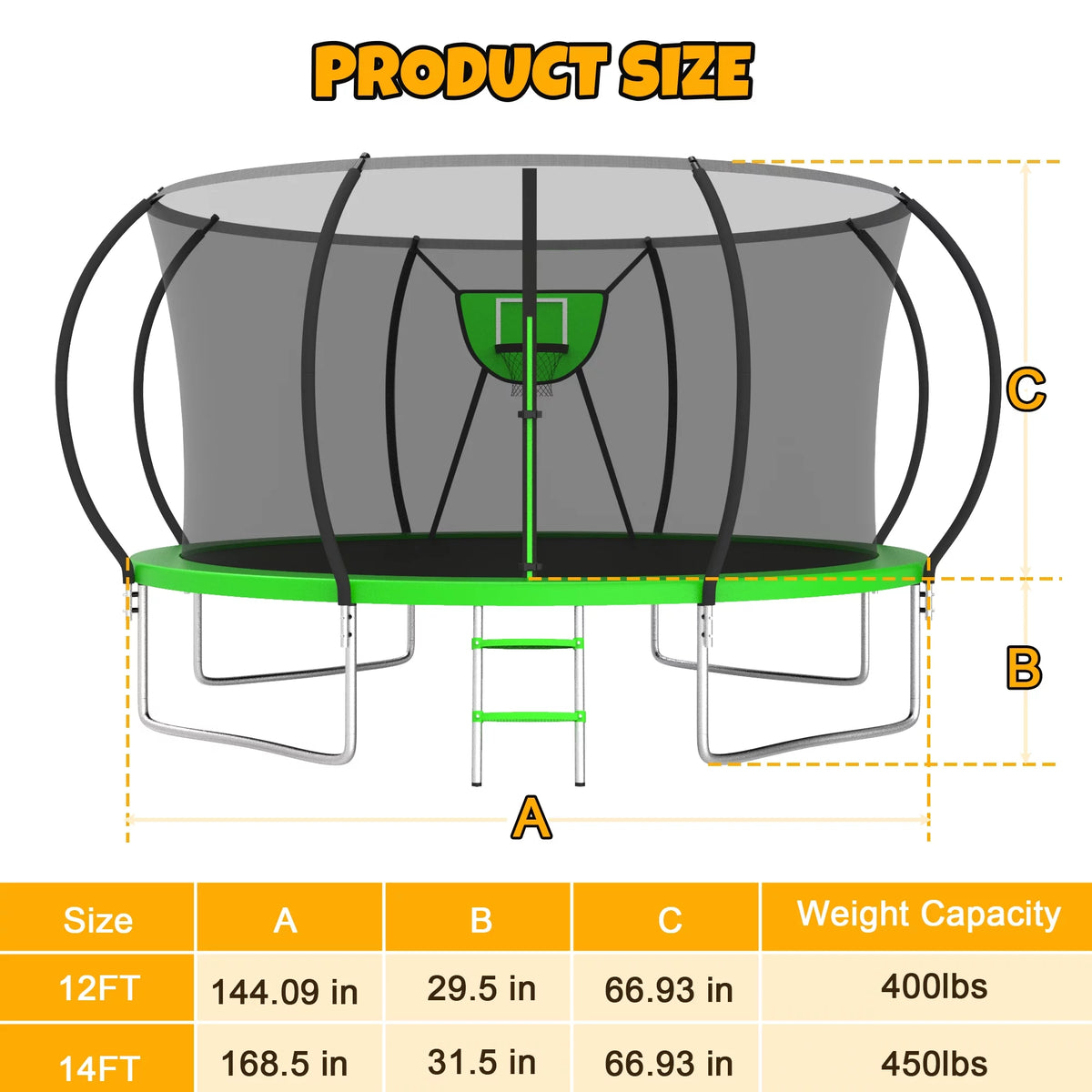 12FT Heavy Duty Trampoline with Enclosure and Basketball Hoop U887105