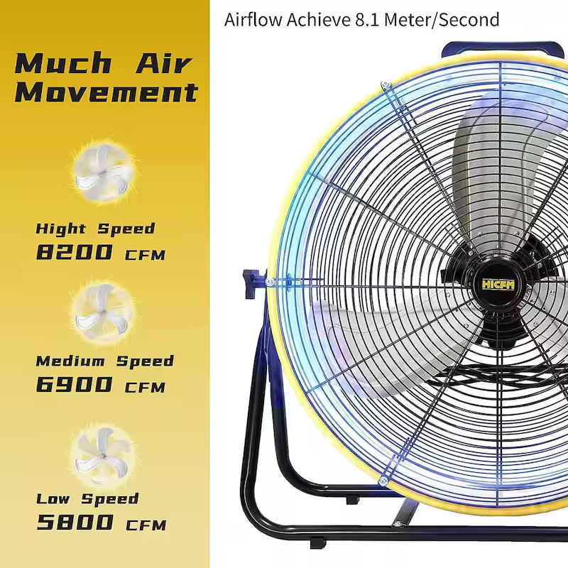 Yellow 24 in. 3 Speeds Portable Drum Fan W41291