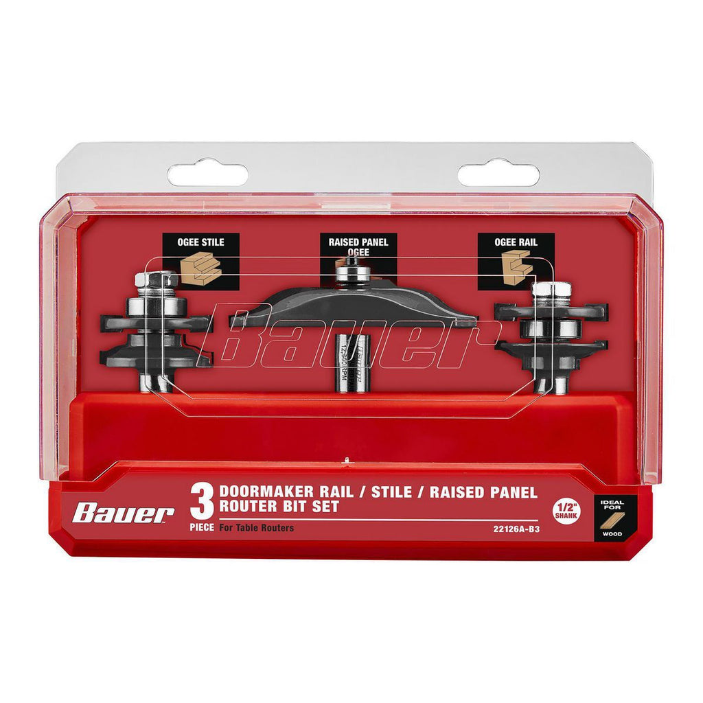 3-Piece Carbide Tip Router Bit Set O36764