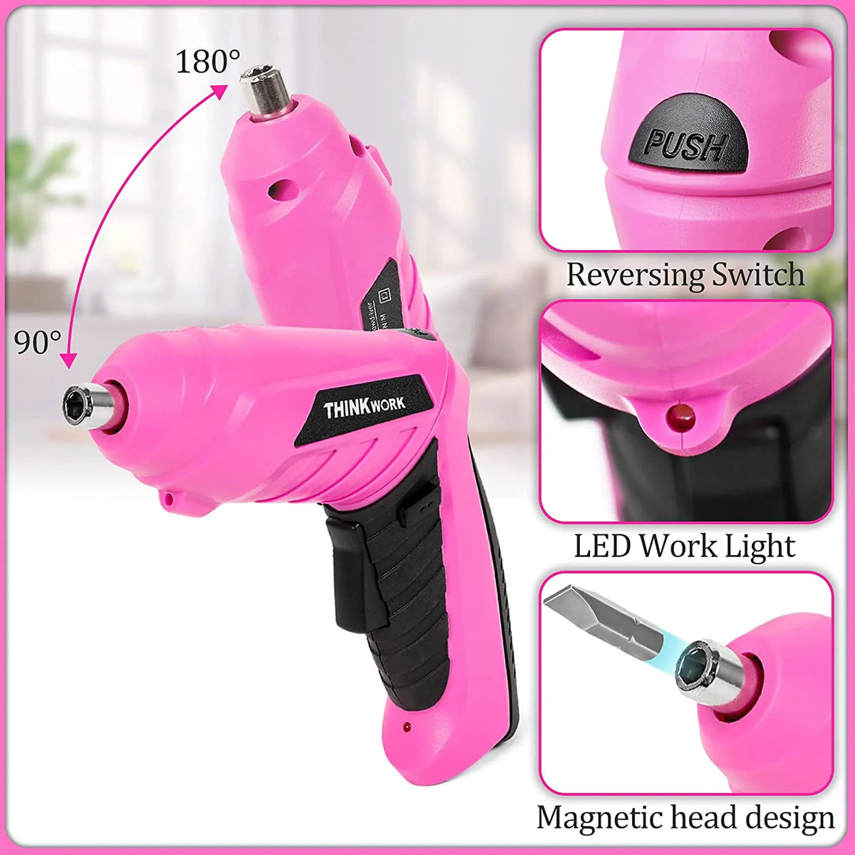 122-Piece Pink Tool Kit with 3.6V Electric Screwdriver R3170