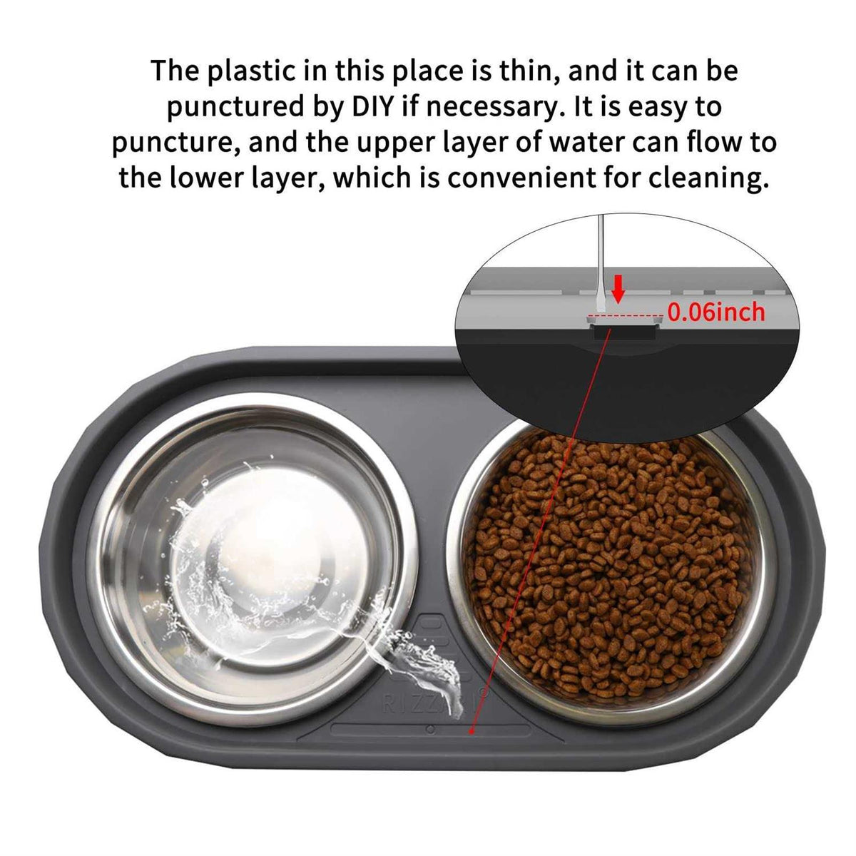 Raised Stainless Steel Dog Bowls Adjustable Double Bowl with Stand C540688
