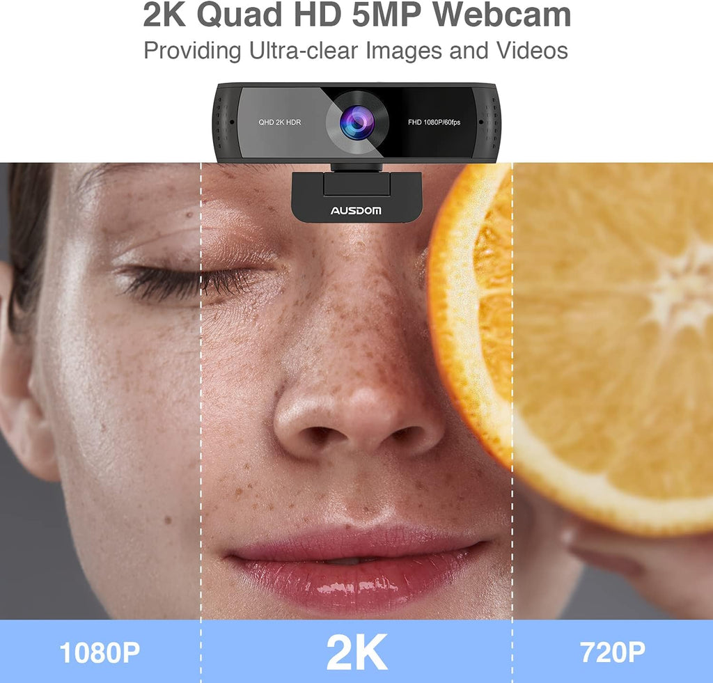 2K QHD AutoFocus Webcam with HDR Dual Noise Cancelling Microphones E2427