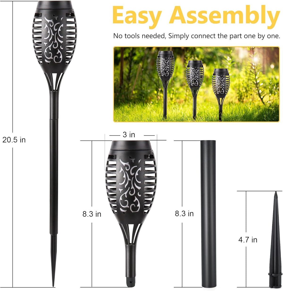 12 Pack Waterproof Solar Flame Lights V84962