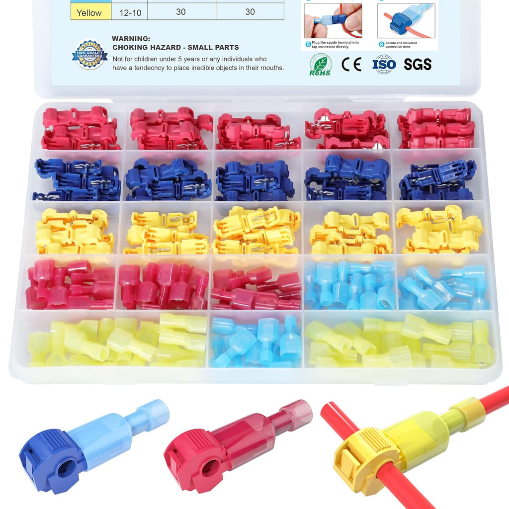 180 Pcs Self-Stripping Quick Splice Wire Terminals Kit B39145