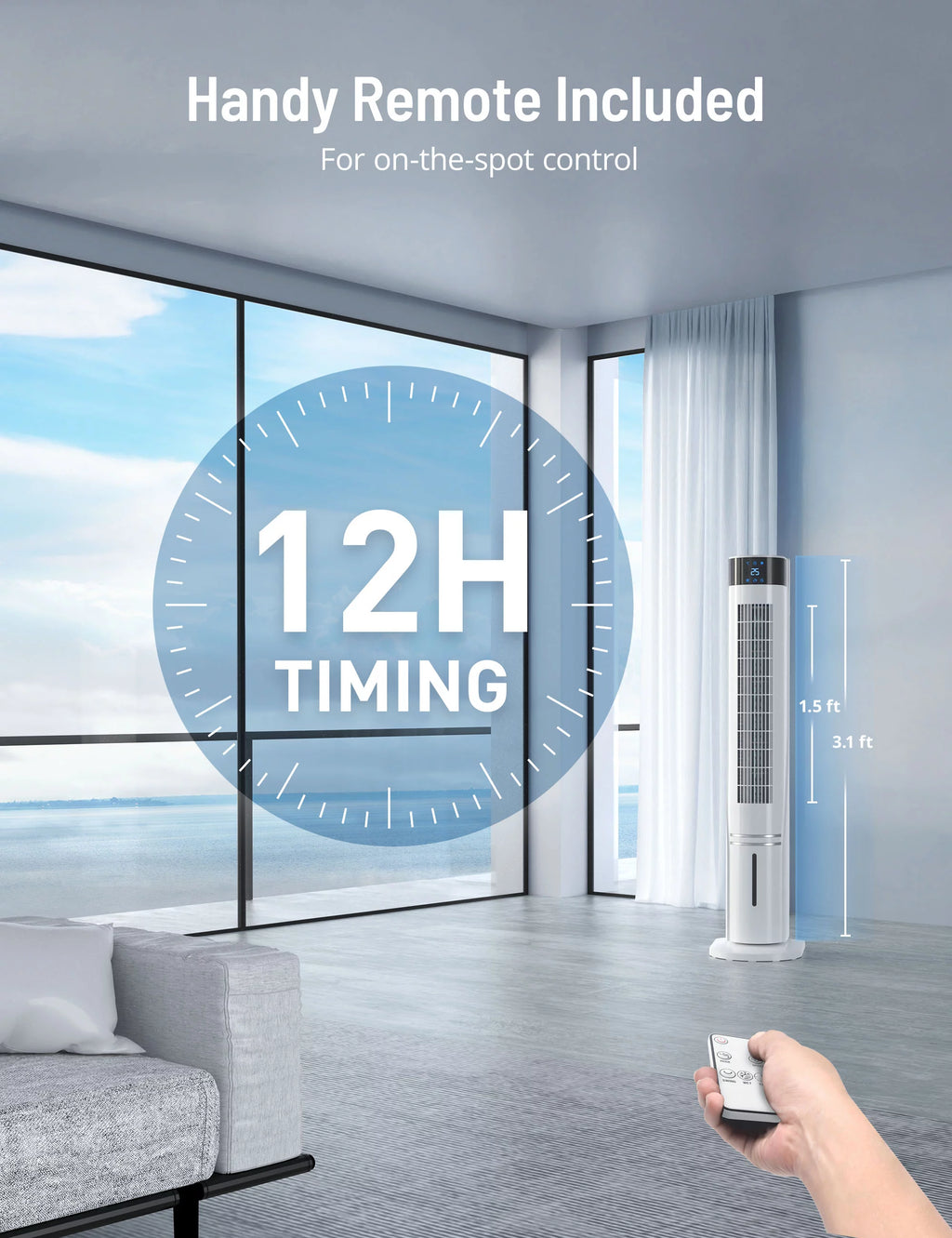 3-in-1 Evaporative Air Cooler Fan Humidifier with 2 Ice Packs S33952