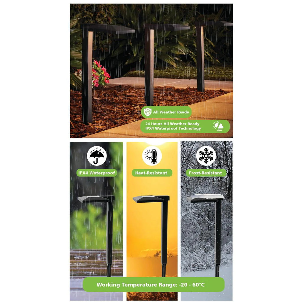Solar Powered Square Black Plastic LED Landscape Path Light C66958