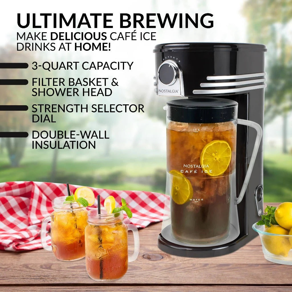 3-Quart Iced Coffee and Tea Brewing System with Plastic Pitcher, Black A953372