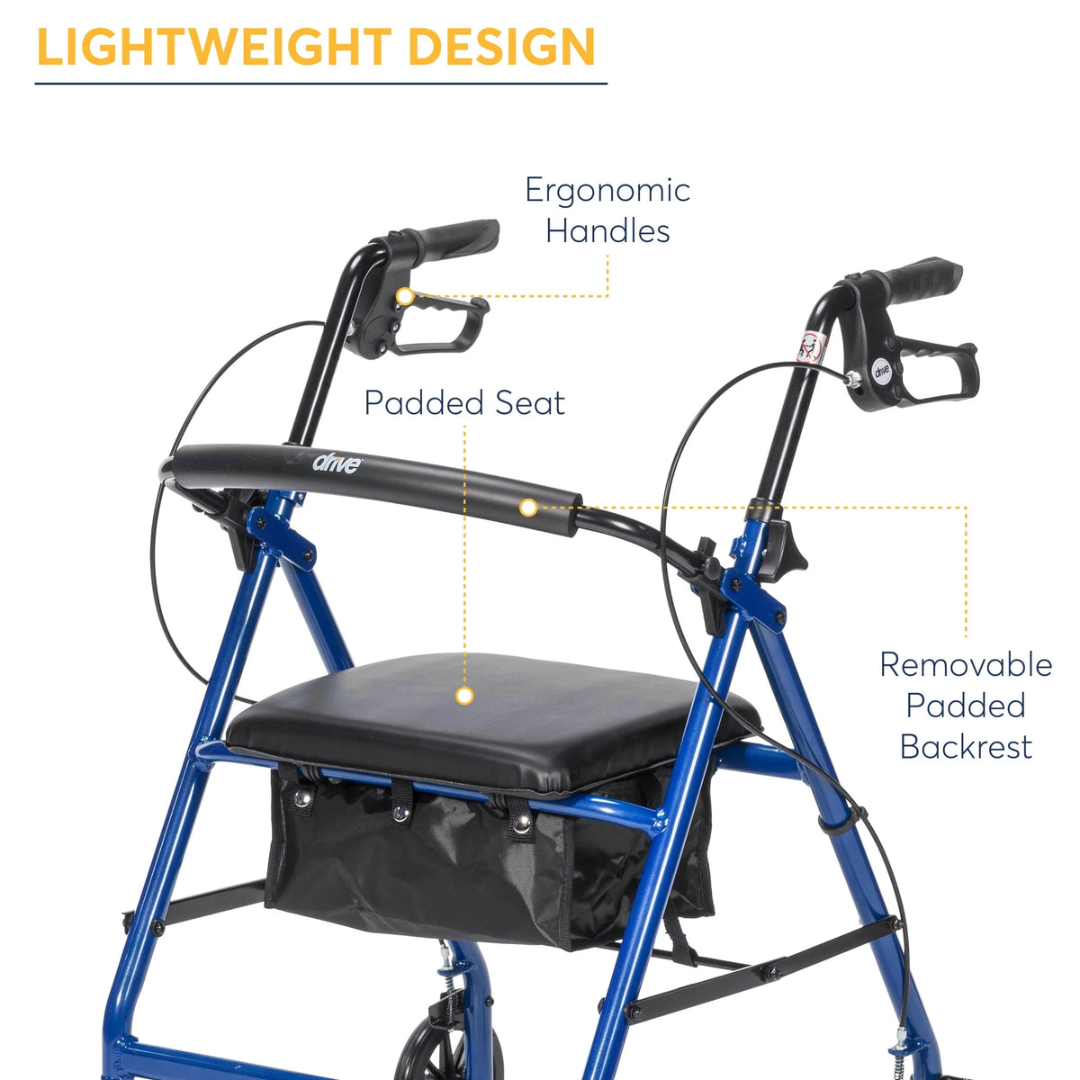 Blue 6 Wheels Rollator Rolling Walker with Padded Seat J43404