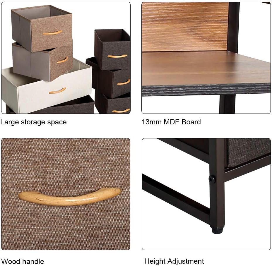 7 Drawer Fabric Storage Tower with Wood Top X419572