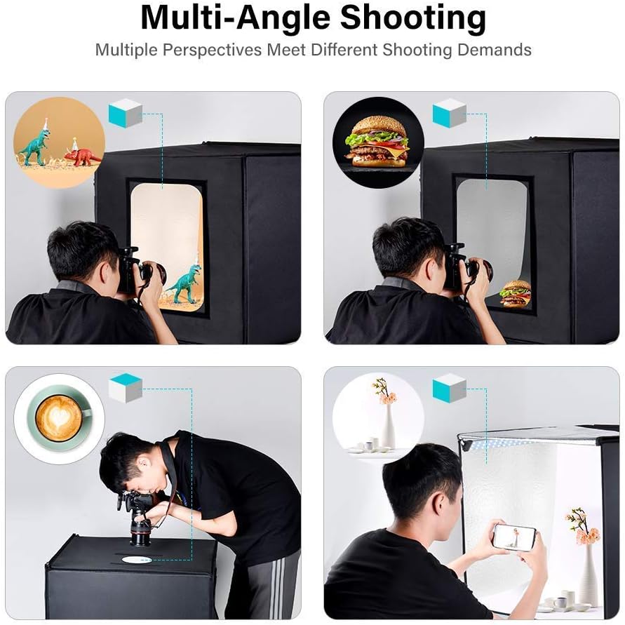 Portable Foldable 24 x 24 Inch Photo Studio Light Box Kit with LED Lights and 6 Color Backdrops O7535