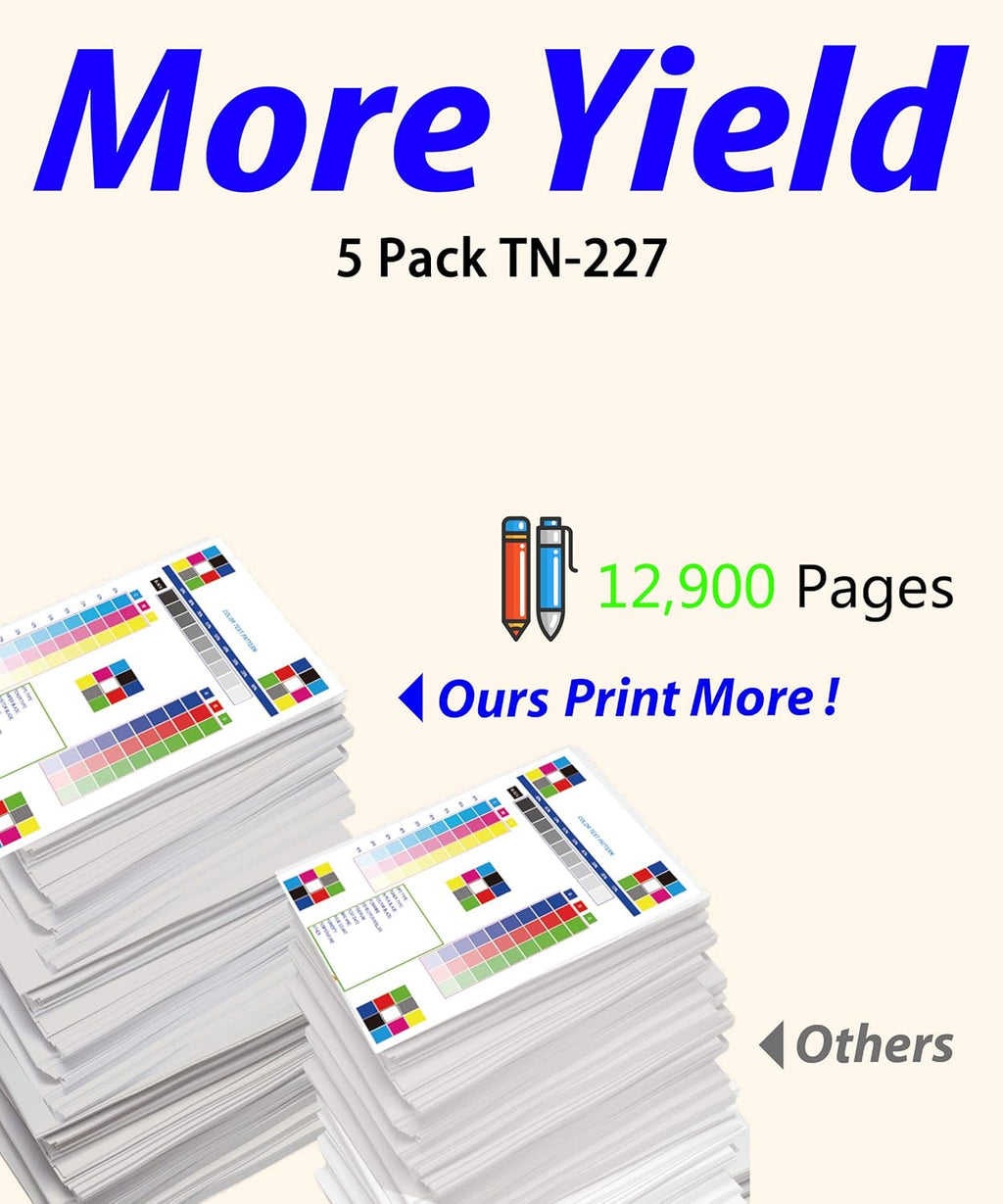 Compatible TN227 Toner Cartridge Replacement 5-Pack K102027
