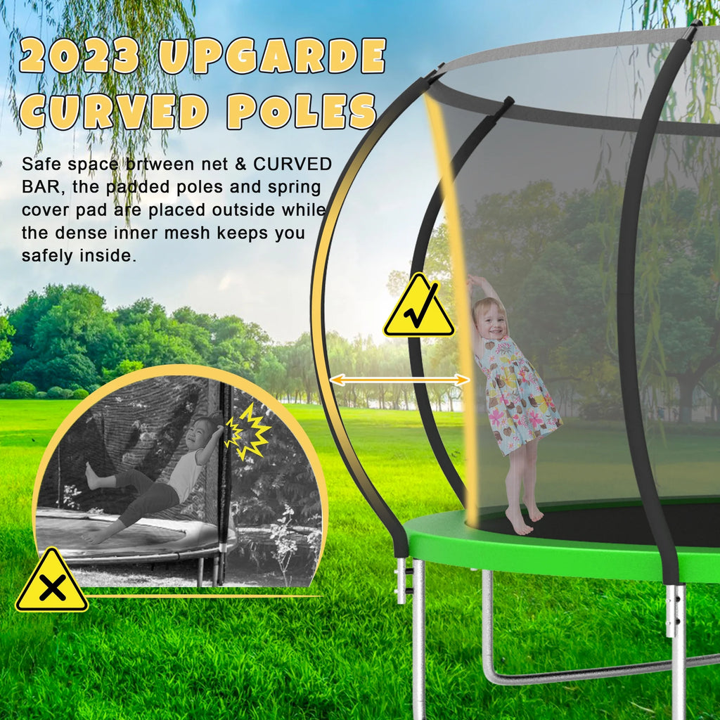 12FT Heavy Duty Trampoline with Enclosure and Basketball Hoop U887105