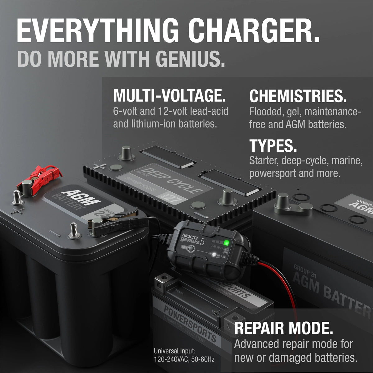 6V/12V 5A Smart Battery Charger and Maintainer T423