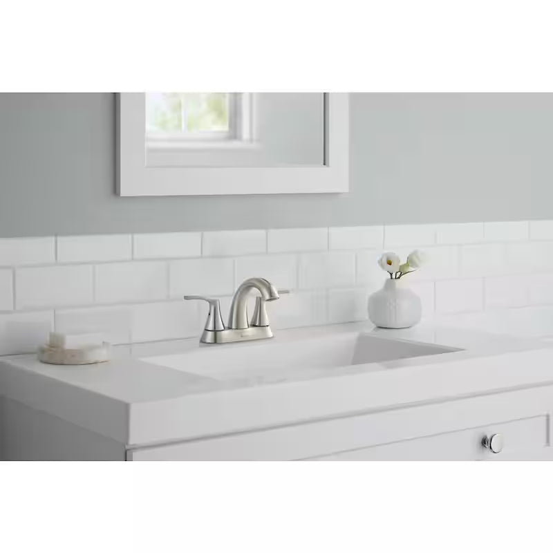 4 in. Centerset Double-Handle High-Arc Bathroom Faucet in Brushed Nickel T8862
