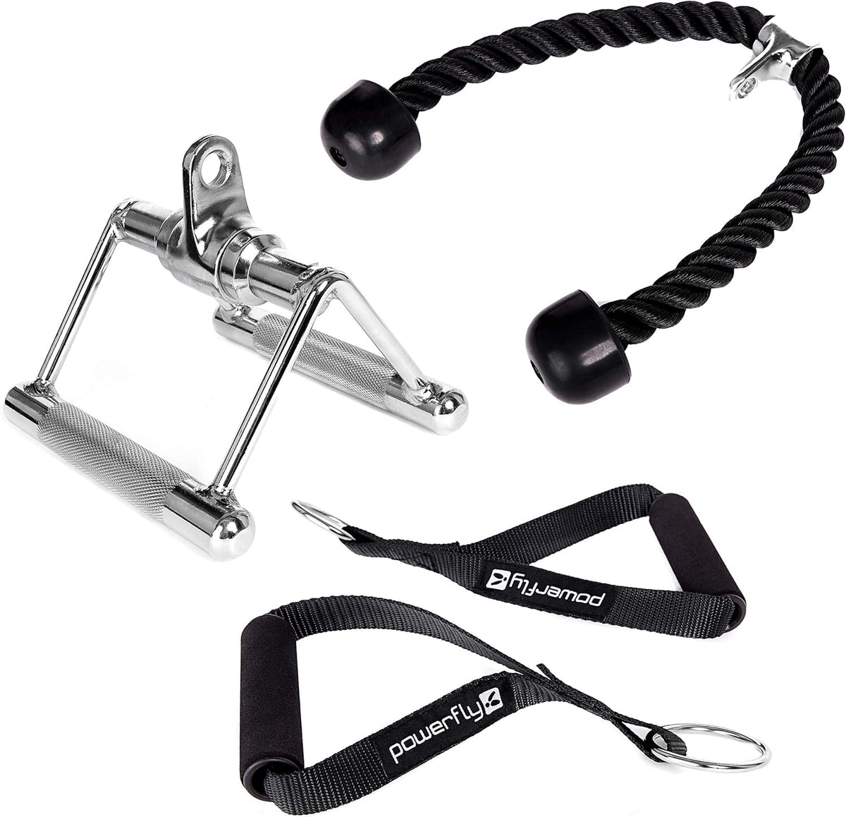 Cable Machine Attachment Set with Tricep Rope, Handles and V Row Handle A8902