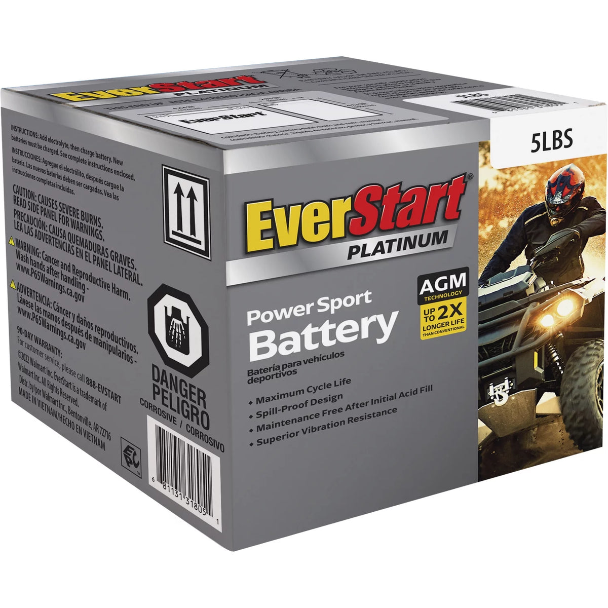 AGM PowerSport Battery Group Size 5LBS 12 Volt 70 CCA B152