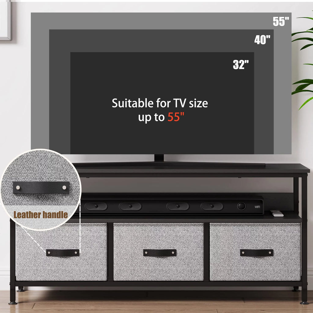 Grey Dresser TV Stand with Drawers and Shelves L25324