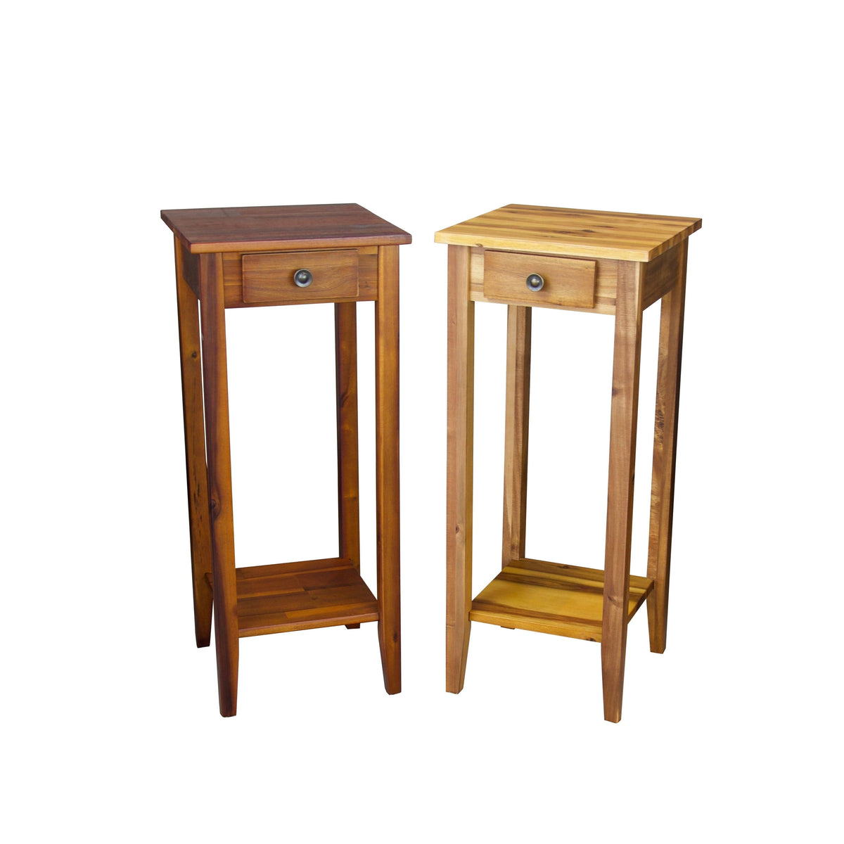 2-Tier Acacia Wood Plant Table with Drawer Y24181