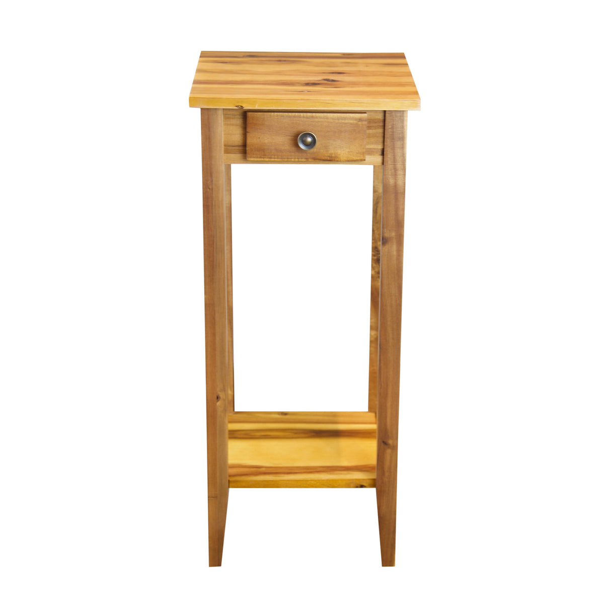2-Tier Acacia Wood Plant Table with Drawer Y24181