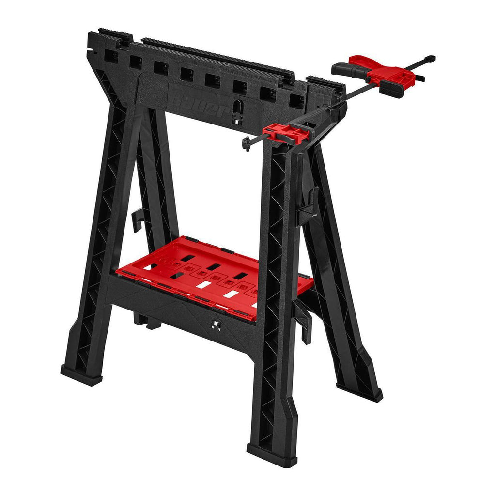 Polypropylene Folding Sawhorse with Bar Clamp, 500 lb. Capacity Y5061