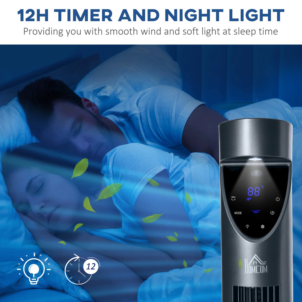 Grey Oscillating Tower Fan with Air Filter S631