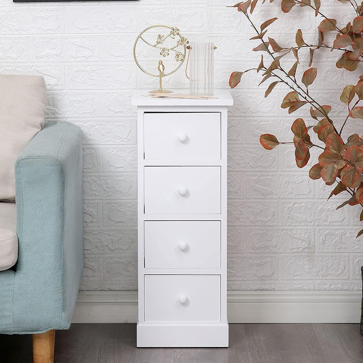 White 4 Drawer Wooden Bathroom Storage Cabinet Q438