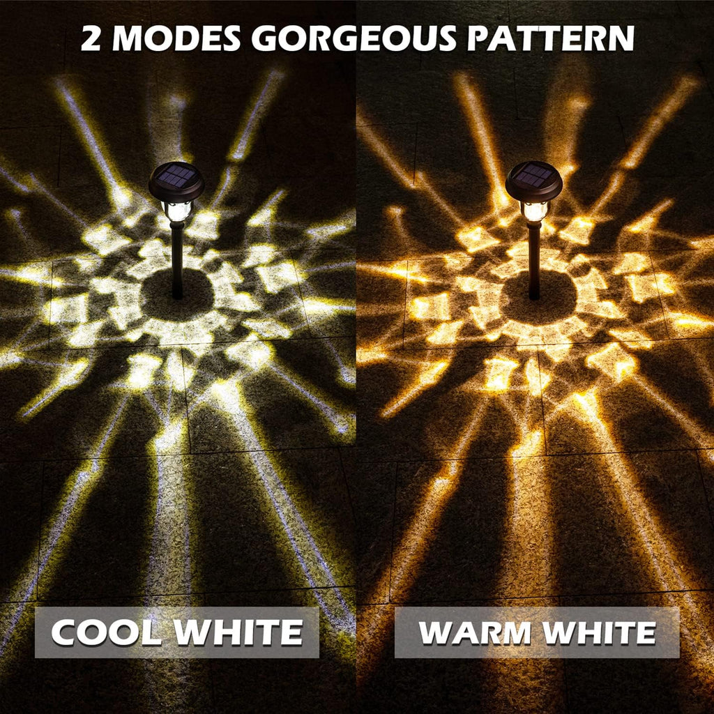 8 Pack 2 Modes Metal Glass Waterproof Solar Pathway Lights J139222