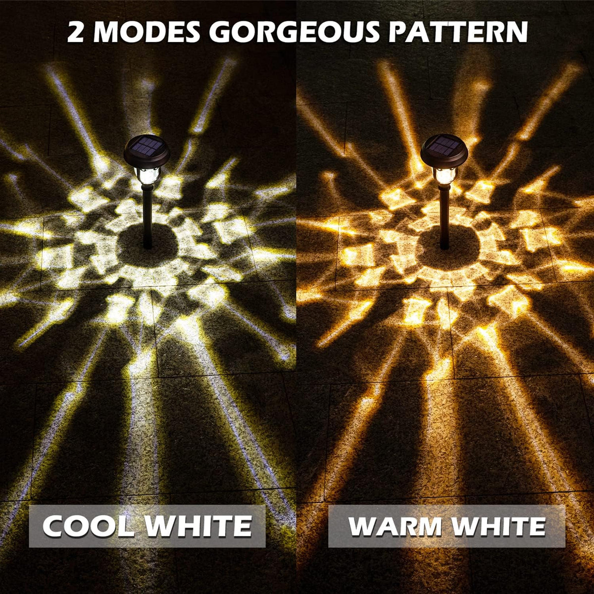 8 Pack 2 Modes Metal Glass Waterproof Solar Pathway Lights J139222