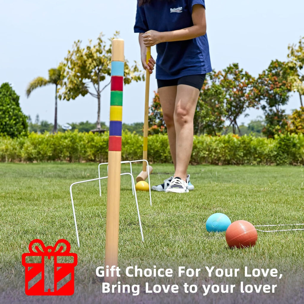 32In Six Player Croquet Set with Pine Wooden Mallets and Carry Bag G15184