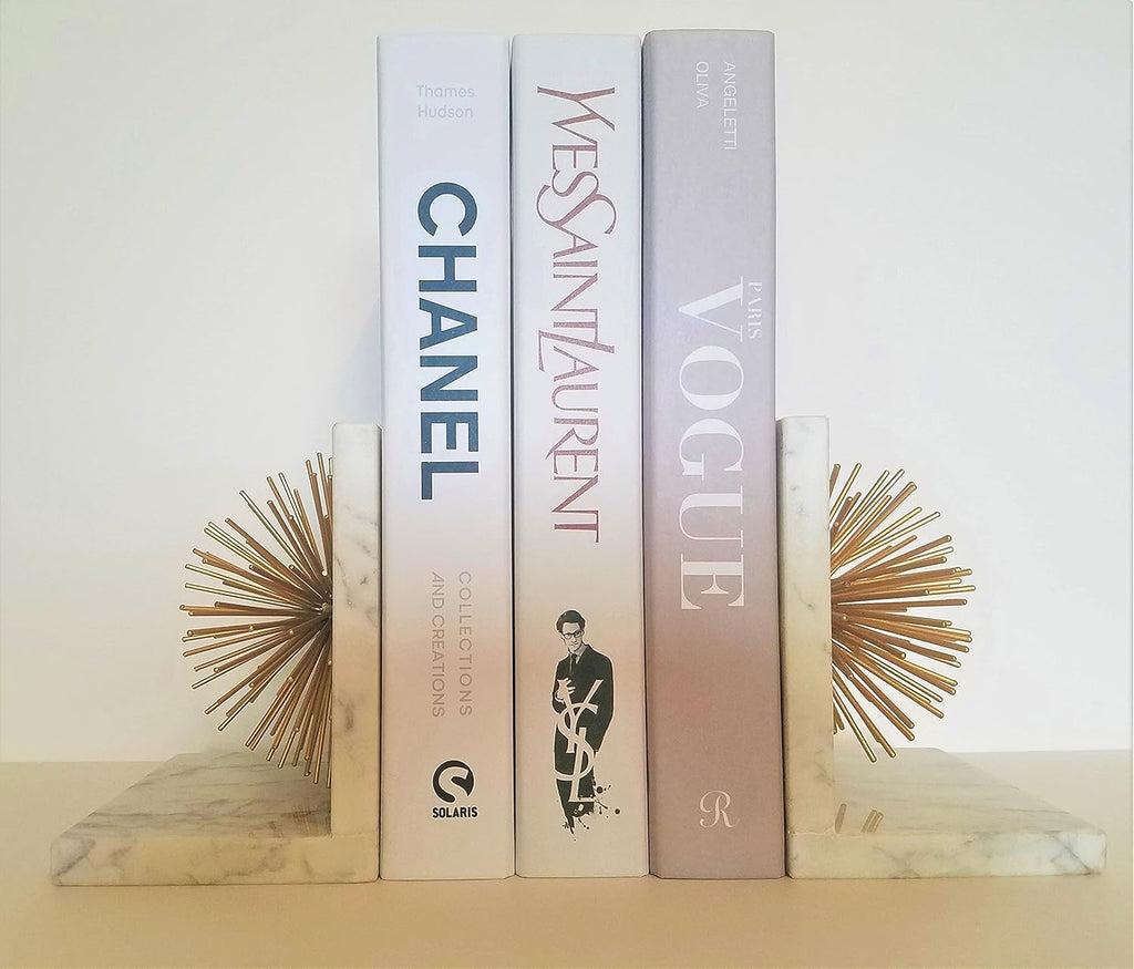 Gold Starburst Metal and Marble Decorative Bookend Set G1121
