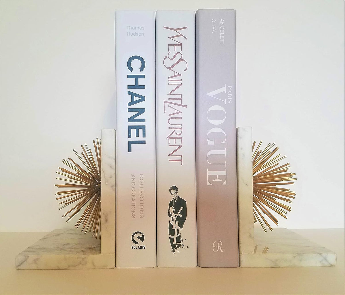 Gold Starburst Metal and Marble Decorative Bookend Set G1121