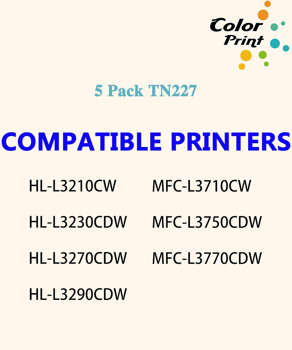 Compatible TN227 Toner Cartridge Replacement 5-Pack K102027