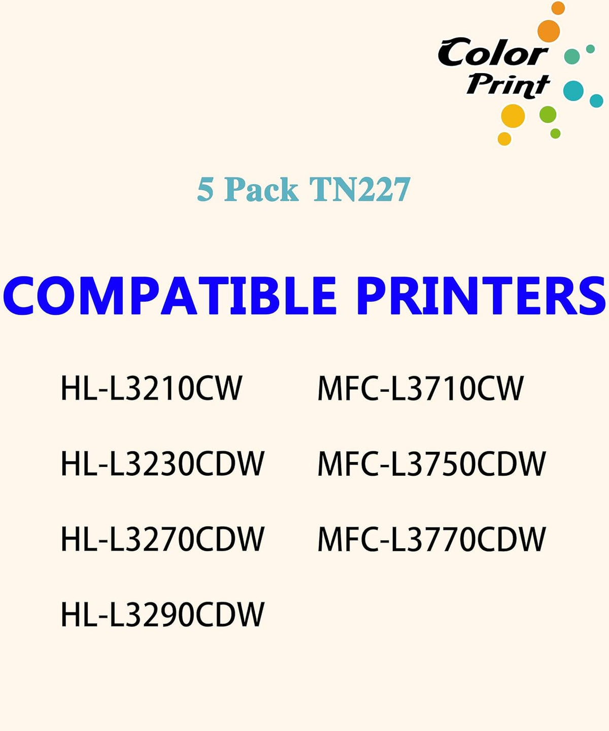 Compatible TN227 Toner Cartridge Replacement 5-Pack K102027