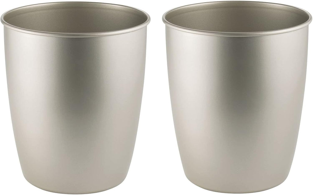 Round Metal Small Trash Can Wastebasket Bin 2 Pack Bronze R655