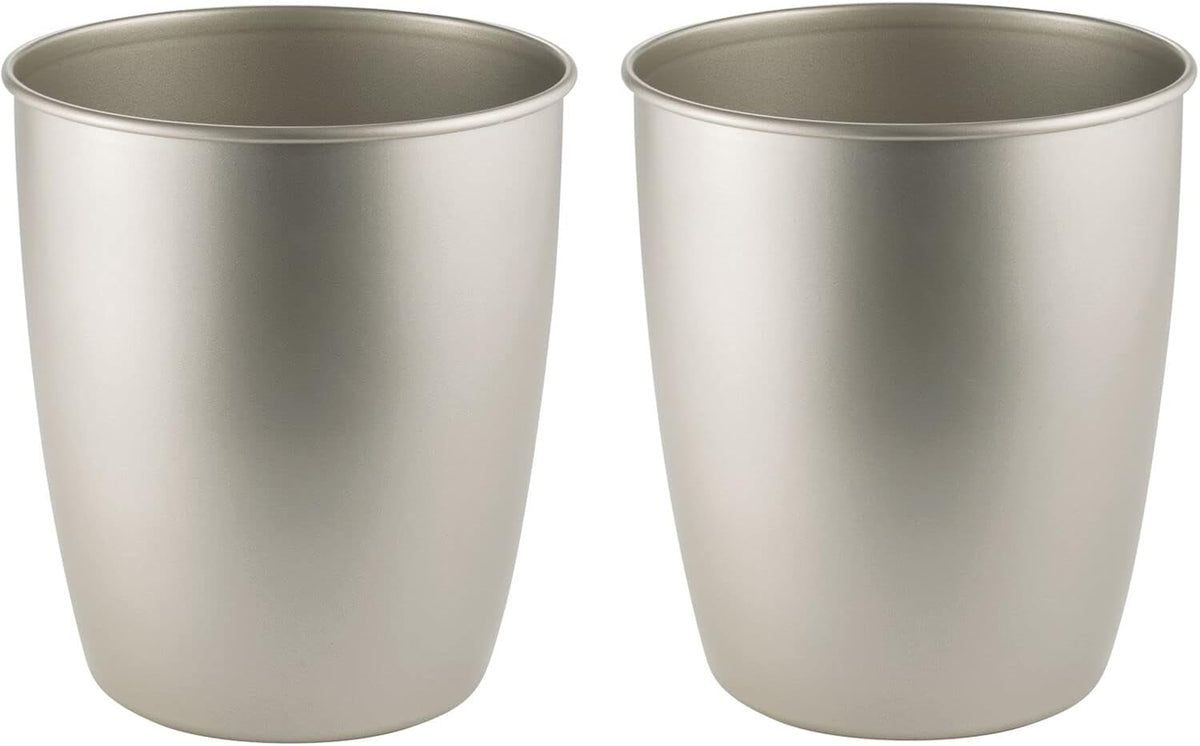 Round Metal Small Trash Can Wastebasket Bin 2 Pack Bronze R655